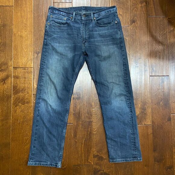Levi's 505 Regular Fit Straight Leg Denim Blue Jeans Men's Size 34W x 30L - Picture 4 of 10